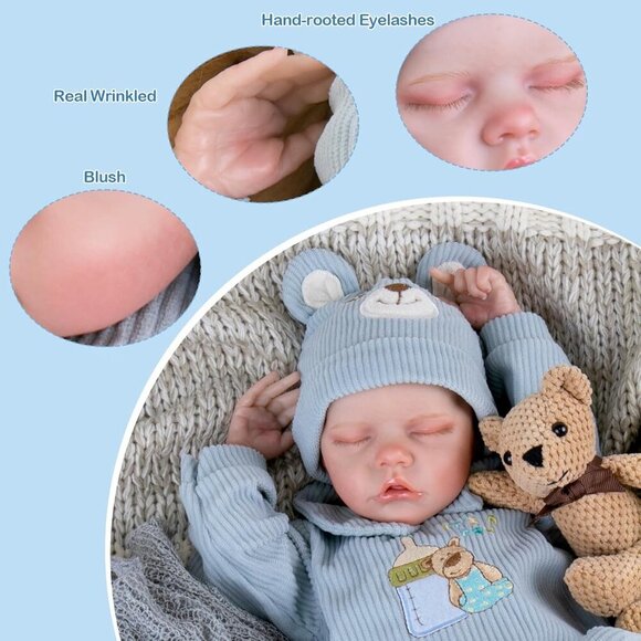 🆕18inch Soft Cloth Body Newborn Baby Poseable Limbs Blue Alijah Doll Baby Boy